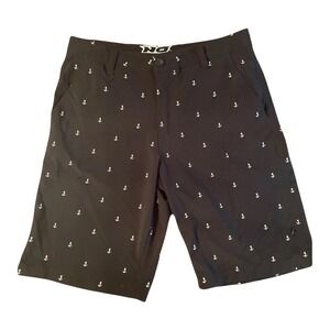 No Fear‎ Hybrid Shorts Mens 32 Black Anchor Print Stretch Nautical Walk Shorts